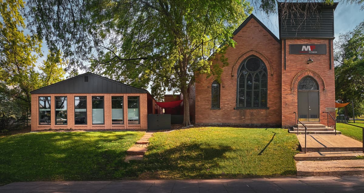 Historic Merritt Fitness building exterior showing 1905 church architecture